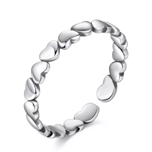 Linda's Jewelry Strieborný prsteň Classic Hearts Ag 925/1000 IPR127-UNI Veľkosť: Univerzálna