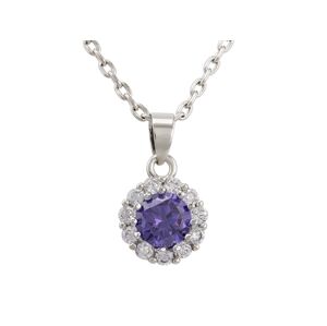 Linda's Jewelry Náhrdelník bižutéria sa zirkónmi Fialový kvet INH010